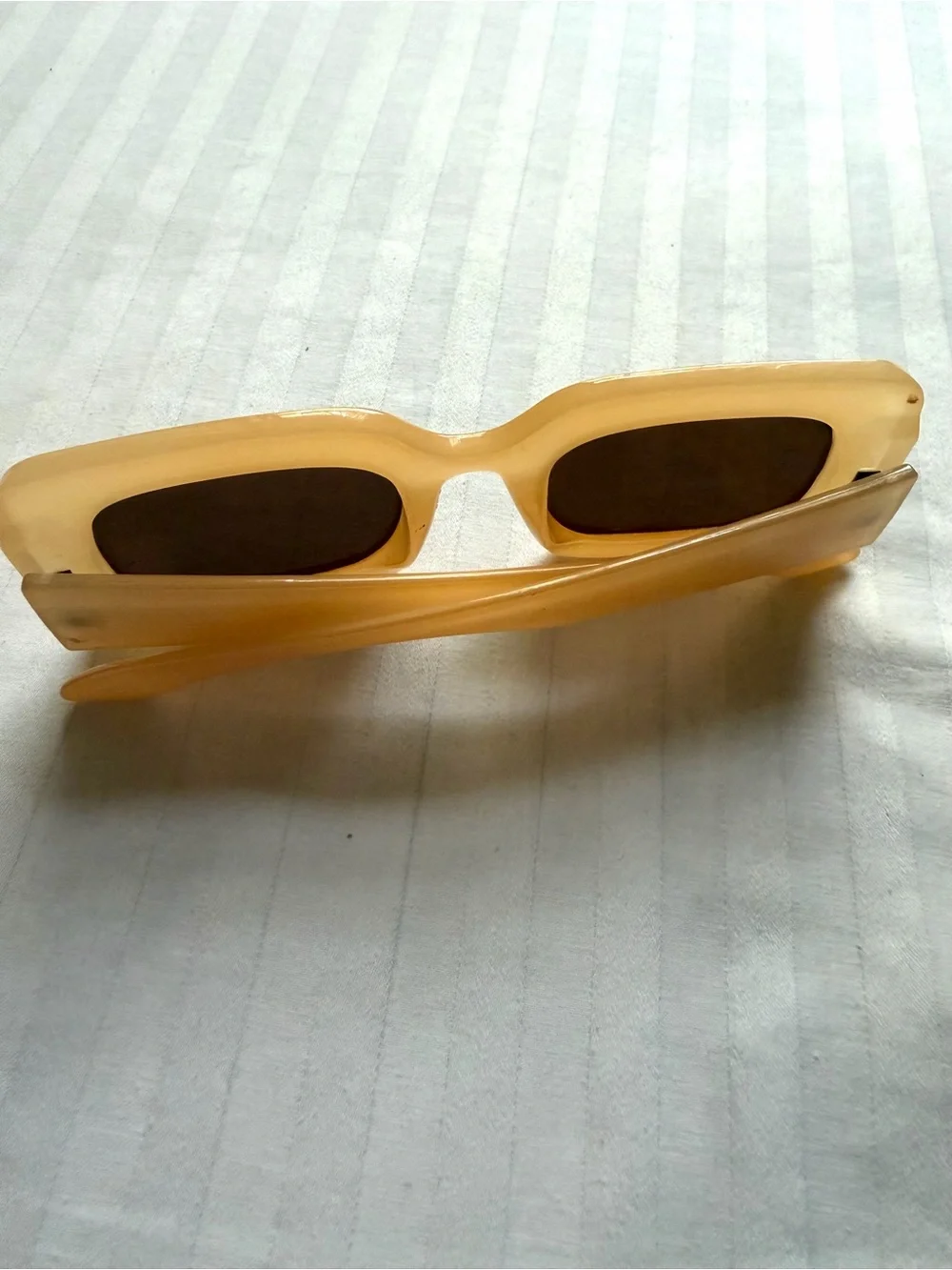 Y2K Cream Yellow Chunky Square Sunglasses - Vintage Style